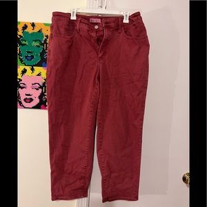 Rusty red color dipped straight leg high rise jeans Ava and viv
